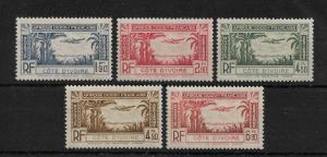 Ivory Coast 1940,Air Mail Omnibus,Scott # C1-C5,VF MNH**OG (FR-1)