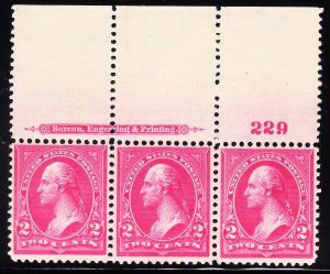 MOstamps - US #267a Mint OG NH Plate # Strip of 3 - Lot # MO-4A SCV $200