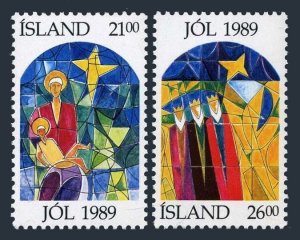 Iceland 684-685, MNH. Mi 712-713. Christmas 1989. Windows, Johannes Johannesson.