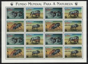 Mozambique WWF Blue Wildebeest Sheetlet of 4 sets 2000 MNH SC#1377 a-d
