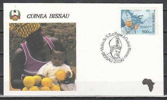 Guinea Bissau, Scott cat. 885 only. Pope John Paul II value. First day cover. ^