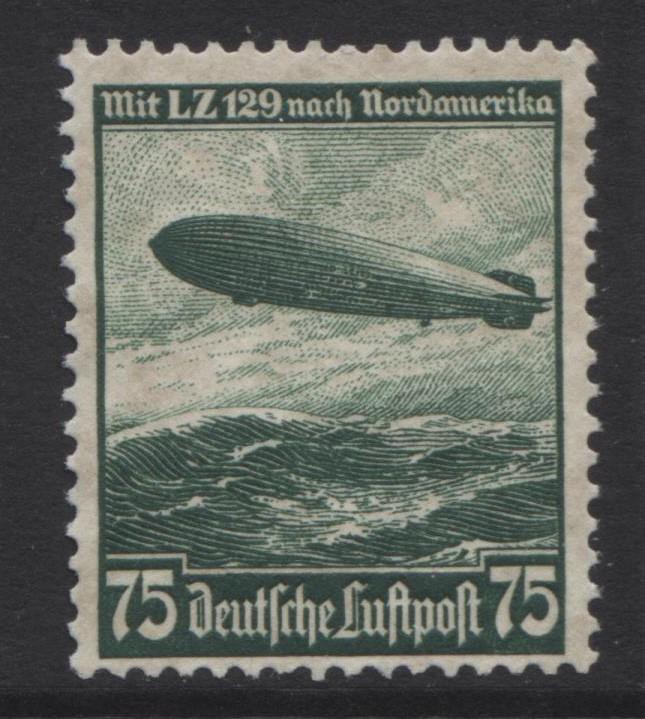 GERMANY -Scott C58- Hindenburg Airship-1936- Mint No Gum- Single 75pf -Stamp 1