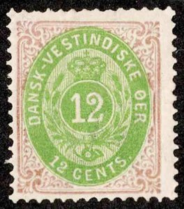 Danish West Indies Scott 11 Unused hinged.