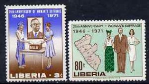 LIBERIA - 1971 - Womens Suffrage, 25th Anniv - Perf 2v Set - Mint Never Hinged