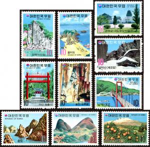 Korea 845-54 set/10 mnh 1973 Tourism Issue