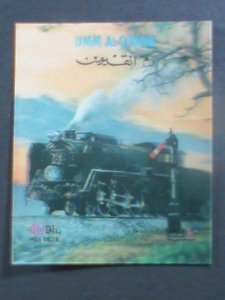 UMM AL QIWAIN - WORLD FAMOUS TRAIN 3D MINT HING STAMP- VERY FINE