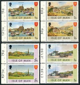 Isle of Man 12a, 15a-17a panes of 2, MNH. Baillwick Issues, 1973. Views.