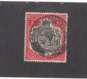 TANGANYIKA (MK2669)  #42  USED  5sh   KGV  SCARLET & BLACK  CAT VALUE $28