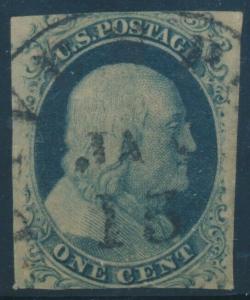 #7 1c 1851 F-VF USED CV $125 AU709