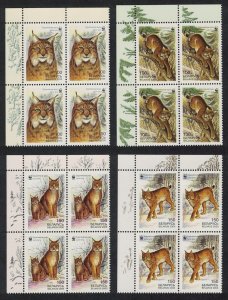 Belarus WWF Eurasian Lynx 4v Corner Blocks of 4 2000 MNH SC#354-357