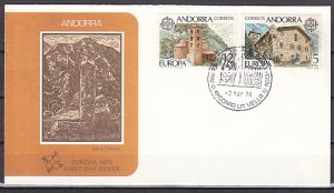 Andorra, Sp. Scott cat. 103-104. Europa Issue. Buildings. First day cover. ^