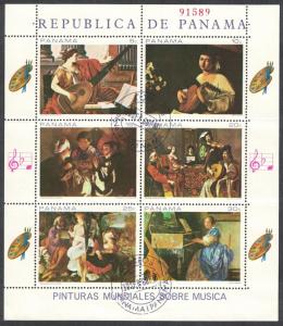 Panama Paintings of Musical Instruments and Musicians 6v Sheetlet CTO SC#488