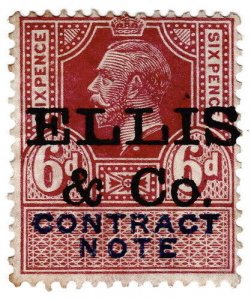 (I.B) George V Revenue : Contract Note 6d (Ellis & Co pre-cancel)