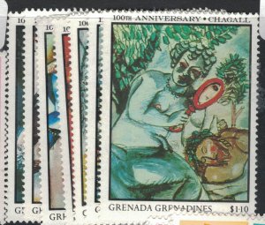 Grenada Grenadines Chagall SC 1986, 7 Stamps MNH (6fdf)