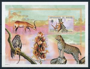 [95632] Guinea 1999 Wild Life Leopard Owl Panther Imperf. Souvenir Sheet MNH