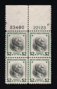 EXCELLENT GENUINE SCOTT #833 VF-XF MINT OG NH 1938 PREXY $2 PLATE BLOCK OF 4