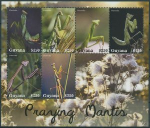 Guyana 2021 MNH Insects Stamps Praying Mantis Mantodea Mantises 6v M/S