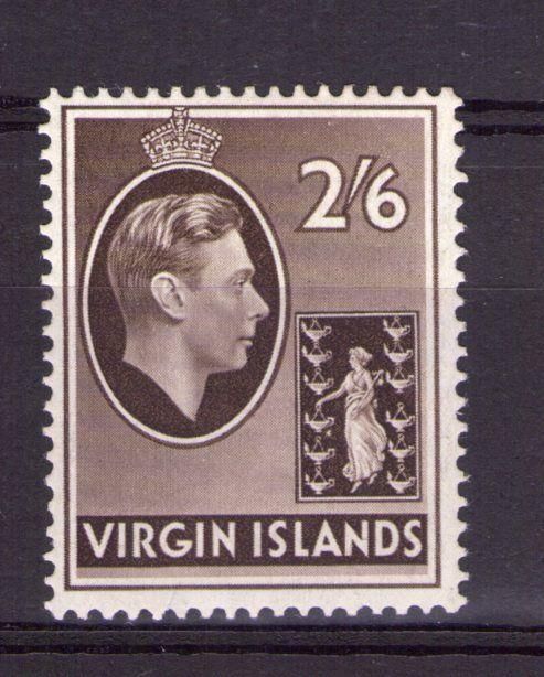 British Virgin Islands 2/6  single, GeorgeVI, 38  SG118 Sepia chalk hinged. 