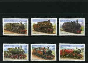 AFGHANISTAN 2001 LOCOMOTIVES /TRAINS SET OF 6 STAMPS MNH