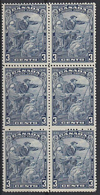 CANADA 1934 Cartier 3c block of 6 - fresh MNH