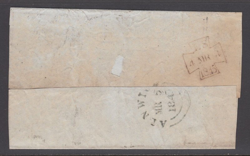 Great Britain Sc 3, SG 8, 2 PENNY REDs on 1845 DOUBLE RATE cover, CDS & Cross x