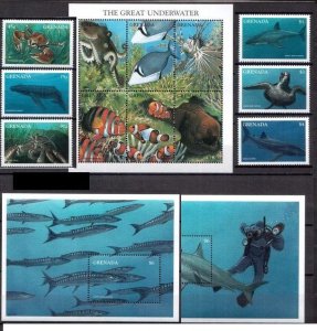 1997 Grenada marine life fish etc set+klb+2s/s MNH 141