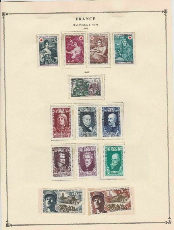 france semi postal stamps 1968-69  page mounted mint & used ref 17479