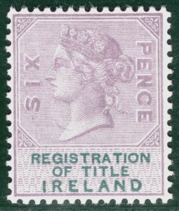 GB IRELAND QV REVENUE Stamp 6d (1890) REGISTRATION OF TITLE Mint MNH GR2WHITE51