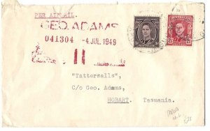 Papua 1949 Neat airmail cover to Hobart franked 3d + 2½d Oz stamps, Papua canc