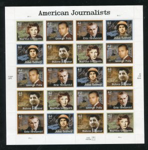 4248 American Journalists Sheet of 20 42¢ Stamps MNH