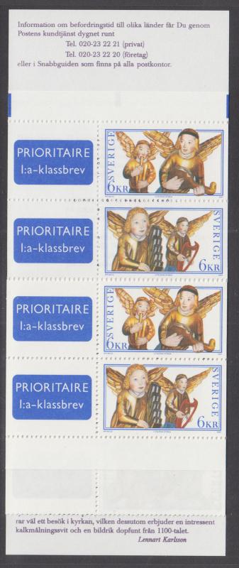 Sweden Sc 2260a MNH. 1997 Christmas Angels, Intact Booklet, VF 