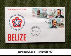 BELIZE - 1976 AMERICAN REVOLUTION BICENTENNIAL - 3V-  FDC