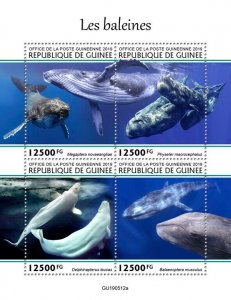 Guinea 2019 MNH Marine Animals Stamps Whales Sperm Humpback Whale 4v M/S