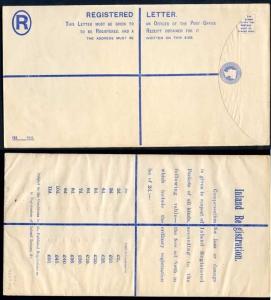 RP20 QV 2d Blue Registered Envelope size K Mint