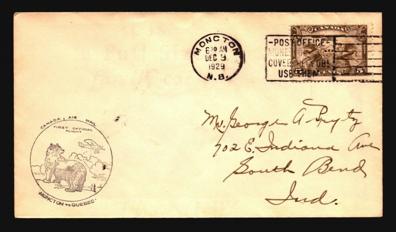 Canada 1929 FFC - Moncton to Quebec - Z16682