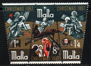 Malta Sc #377a Mint Hinged Strip of 3