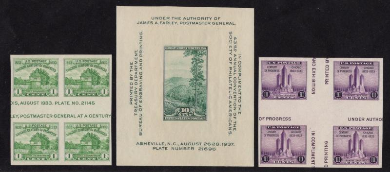 Postmaster Farley Selection US#766Fort Dearborn, #797Smokey Mtns, #767-Fed. Bldg