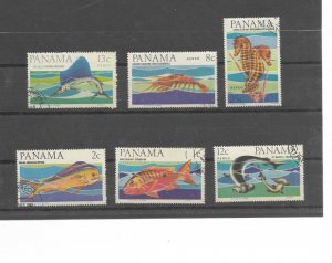 PANAMA 1965 MARINE FAUNA FISH SEA HORSE DORADO SET OF 6 USED