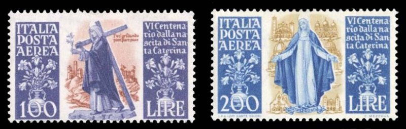 Italy #C127-128 Cat$72.50, 1948 St. Catherine, set of two, hinged