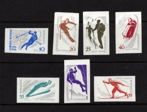 Romania #C96-102 (1961 Skiing set imperforate/changed colors) VFMNH CV $5.00