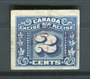 CANADA; Early 1900s Excise Dity stamp fine used 2c. IMPERF