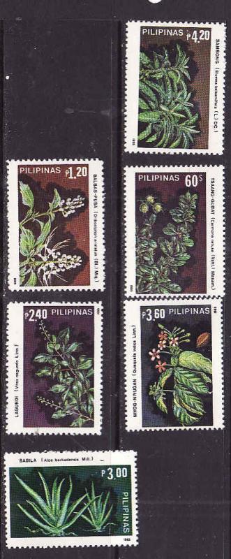 Philippines-Sc#1740-5-Unused NH set-Medicinal Plants-1985-