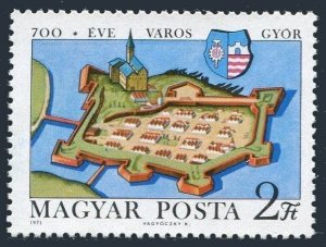 Hungary 2065 2 stamps, MNH. Michel 2660. 700th Ann. of Gyor, 1971. Gyor Castle.