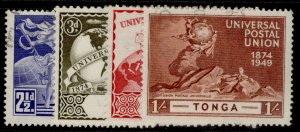 TONGA GVI SG88-91, anniversary of UPU set, FINE USED.