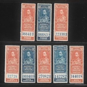 Canada 1930 King George V, Old Revenue (8v up to $10) MNH