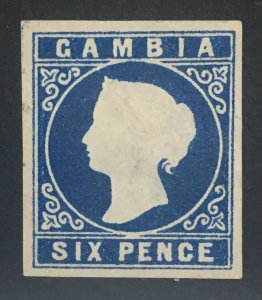 MOMEN: GAMBIA SG #3a 1869-72 IMPERF UNUSED LOT #60802