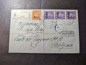 1947 Registered British MEF Overprint Cover Garian Tripolitania to Bologna Italy