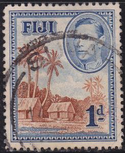 Fiji 118 USED 1938 Fijian Village, Palm Trees, Houses
