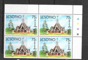 Lesotho #317  75s  University Cahapel,Roma margin block of 4 (MNH) CV $1.00