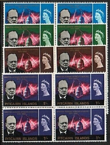 PITCAIRN 1966 Churchill set blocks of 4 MNH................................63286